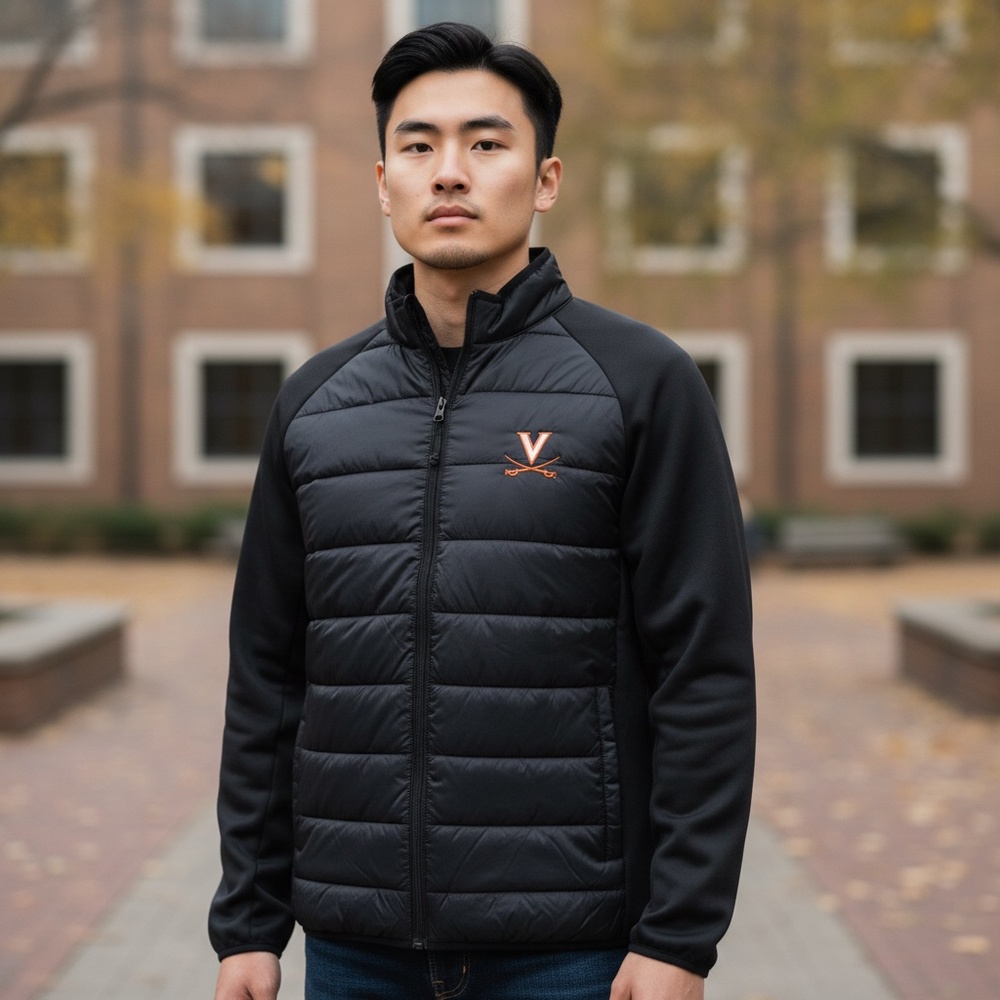 Share UVA Cavaliers Jacket Men's XL Puffer Full Zip Antigua Altitude Black